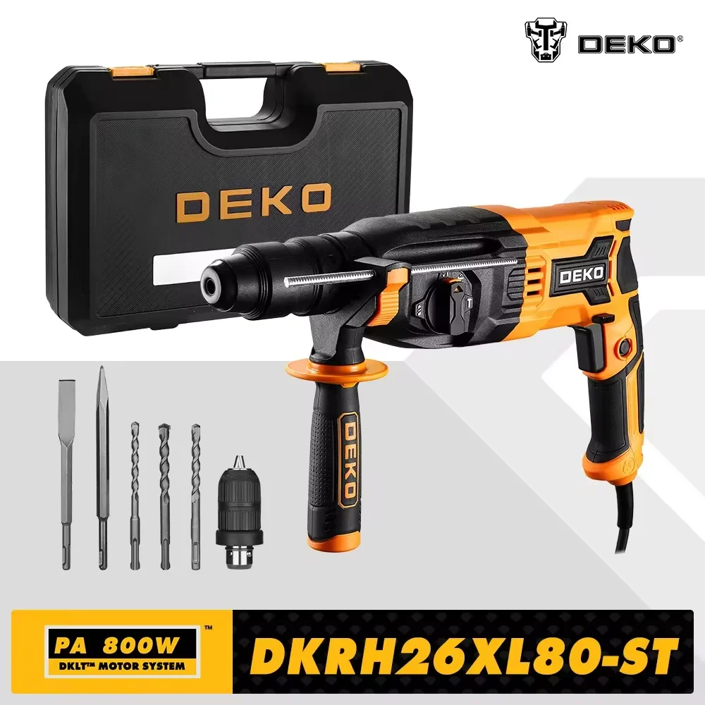 DEKO DKRH26XL80-ST 4 Functions Electric Rotary Hammer Multifunctional Rotary Accessories Electric Demolition Hammer Impact Drill