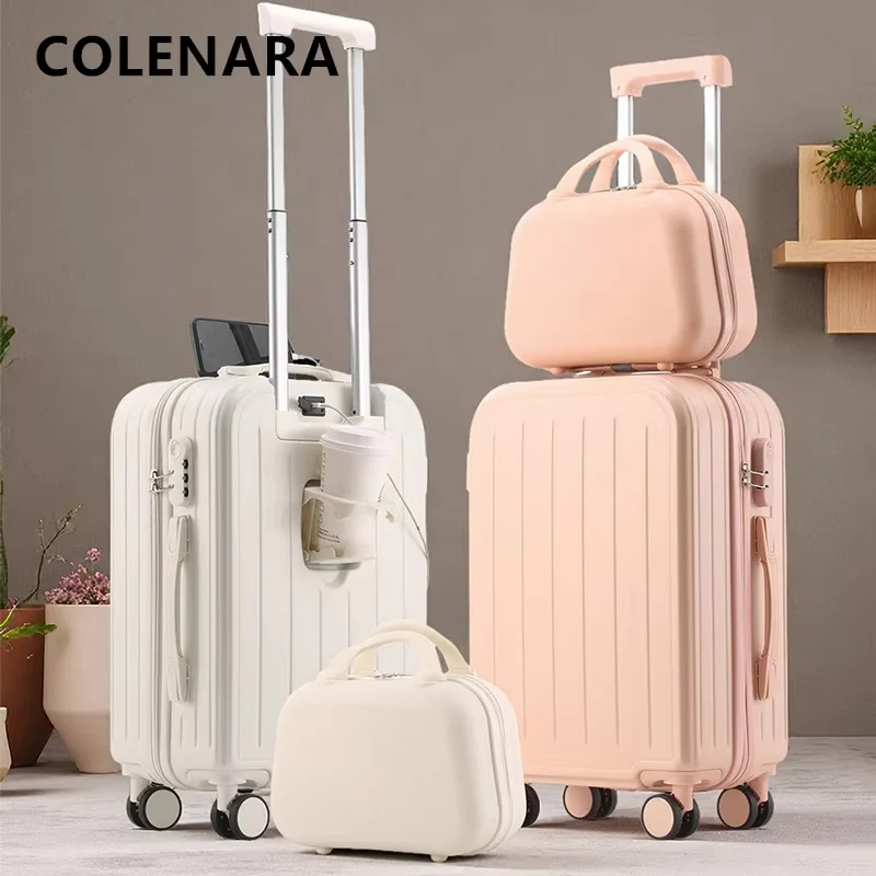 COLENARA Luggage Travel Set 20 Inches Student ABS + PC Boarding Box Men's Trolley Case Women's Password Box Cabin Suitcase