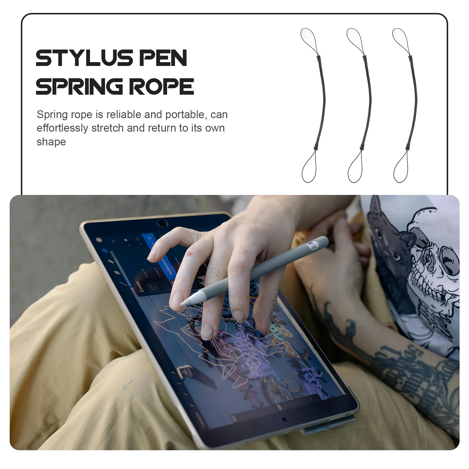 8 Pcs Stylus Pen Lanyard Retractable Spring Coil Strap Touchscreen Cord Anti-lost Rope Miss