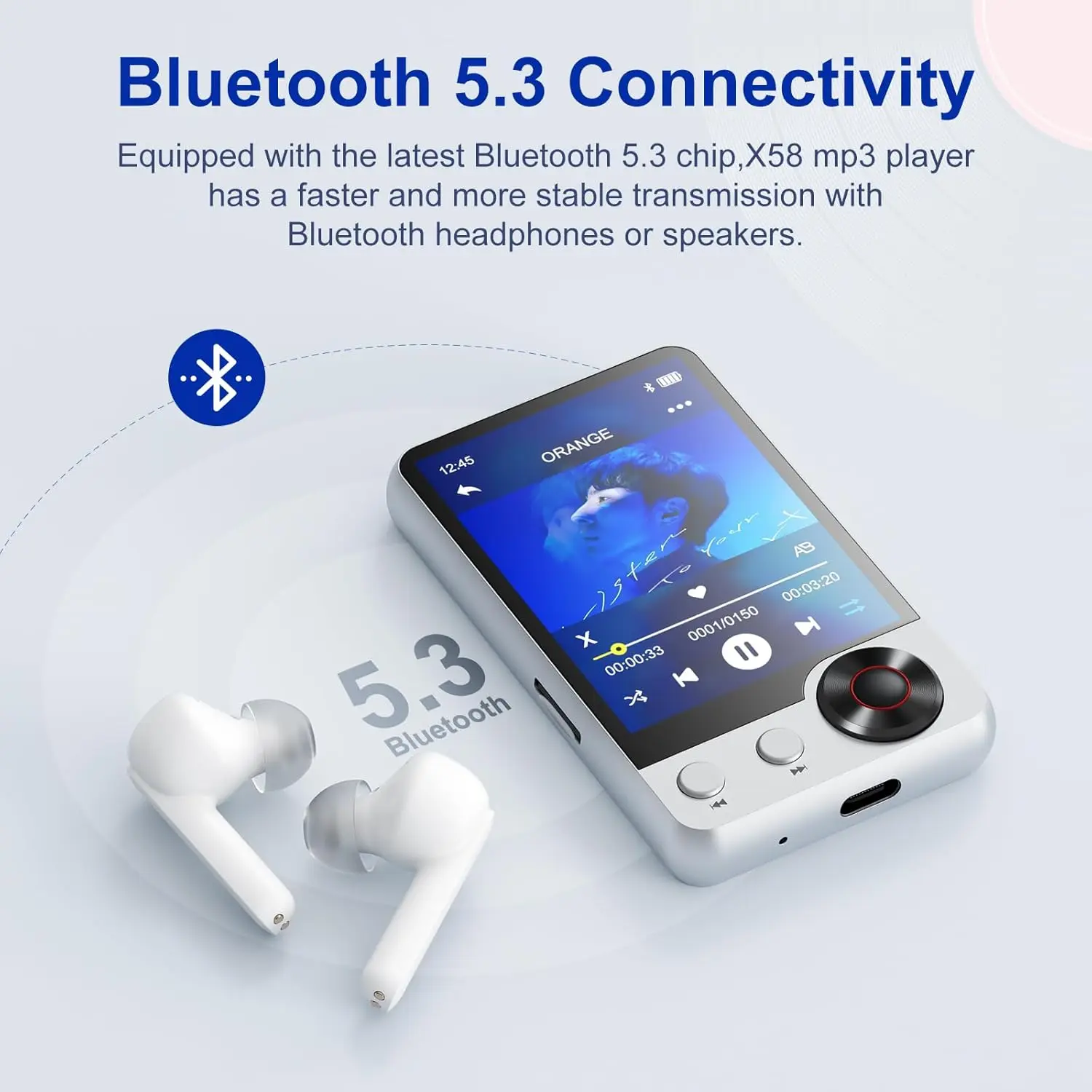 128GB MP3 Player with Boosted Bluetooth 5.3, Music Player Features HD ...
