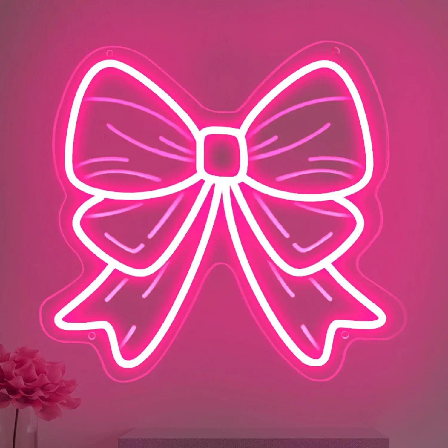 Bow Neon Signs USB Dimmable LED Neon Lights for Girls Room Beauty Salon Nursery Room Decoration Birthday Gift Elegant Wall Art