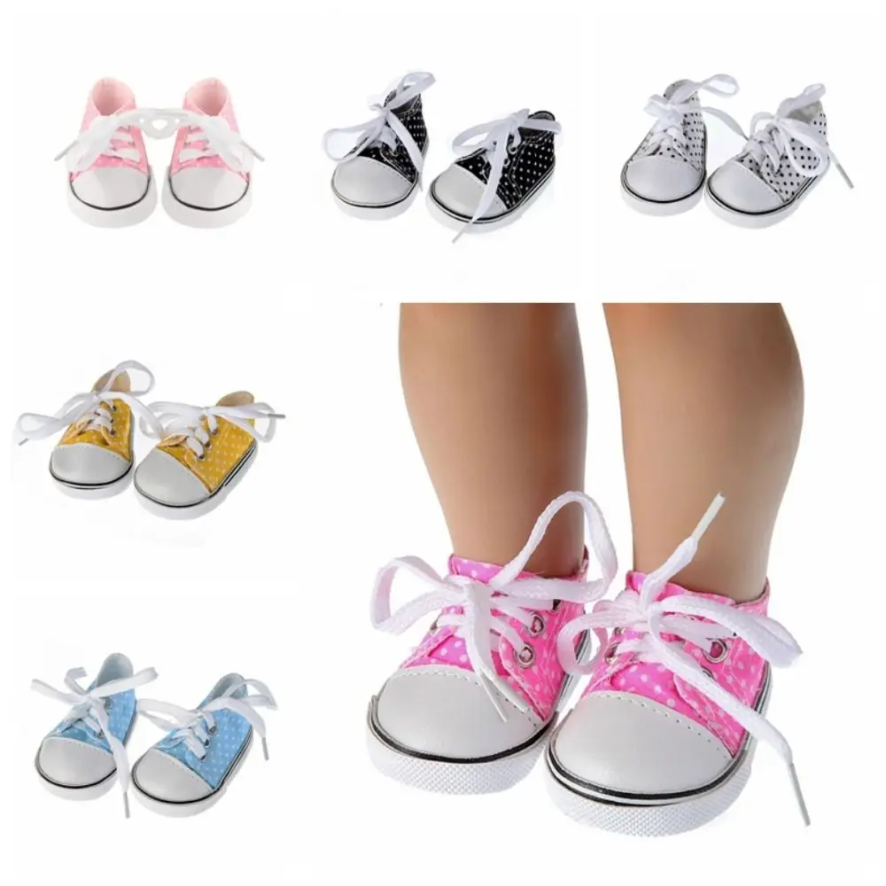 7CM Doll Canvas Shoes Shoes for Dolls Accessories Lace-up Kawaii Doll Sneakers Cute Colorful BJD Doll Shoes DIY