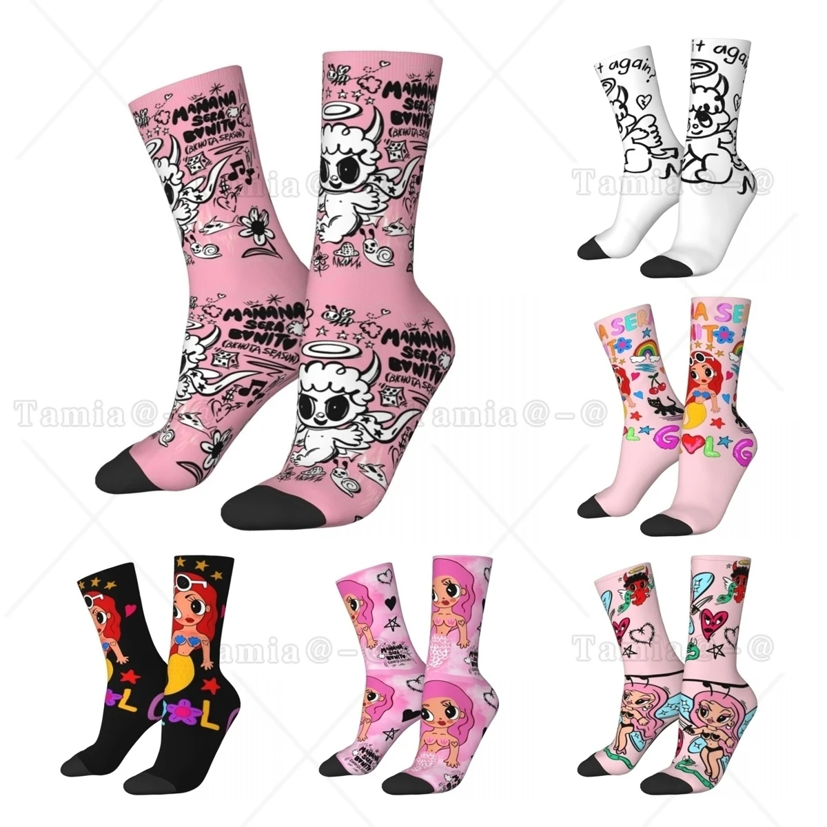 Happy Funny Men's Socks Hip Hop Bichota Season KAROL G 2023 Sock Polyester Graphic Women's Socks Spring Summer Autumn Winter