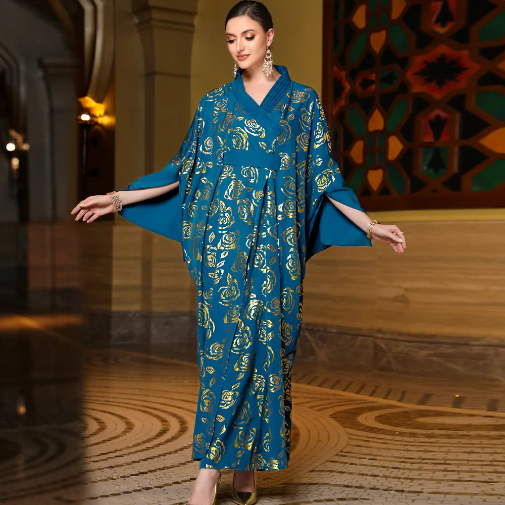 UNI Eid Ramadan musulman Abaya femmes fête Rose bronzant col montant prière maroc Abayas robes dubaï arabe robe robes