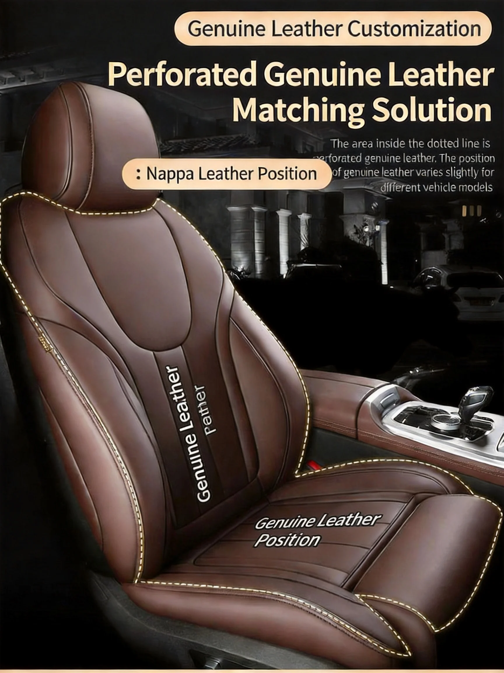 Custom Fit Nappa Genuine Leather Full Enclosure Breathable Perforated Car Seat Covers Protector Cushion