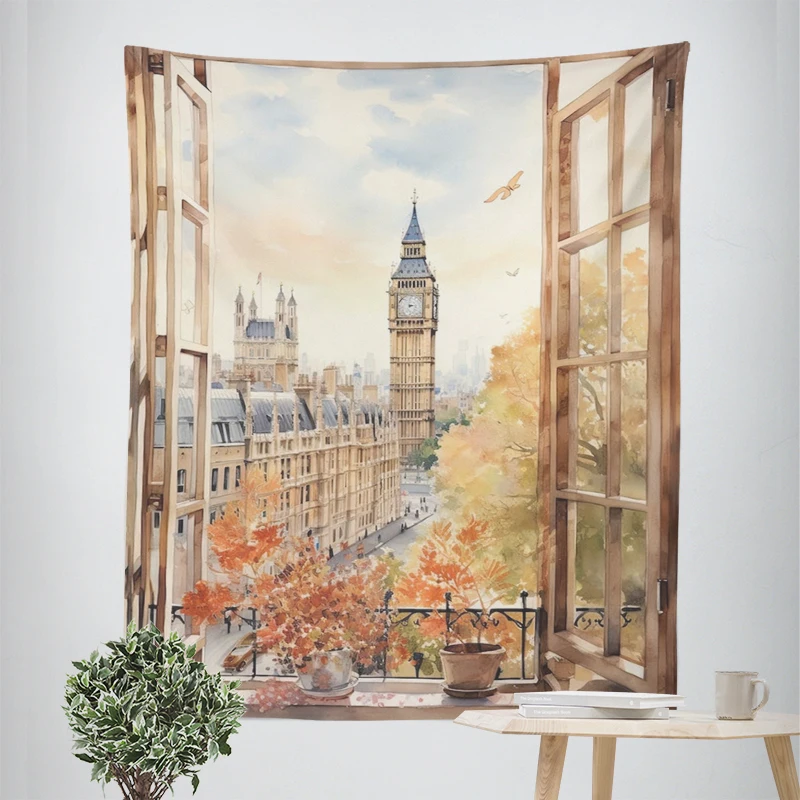 Home decorations modern room decor wall tapestry aesthetic bedroom aesthetic wall art large fabric Tower scenery tapestrys