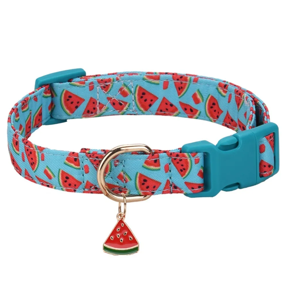 

Fruit Print Dog Strawberries Collar Adjustable Comfortable Cat Watermelon Collar Soft Polyester Dog Necklace Pet Accessories