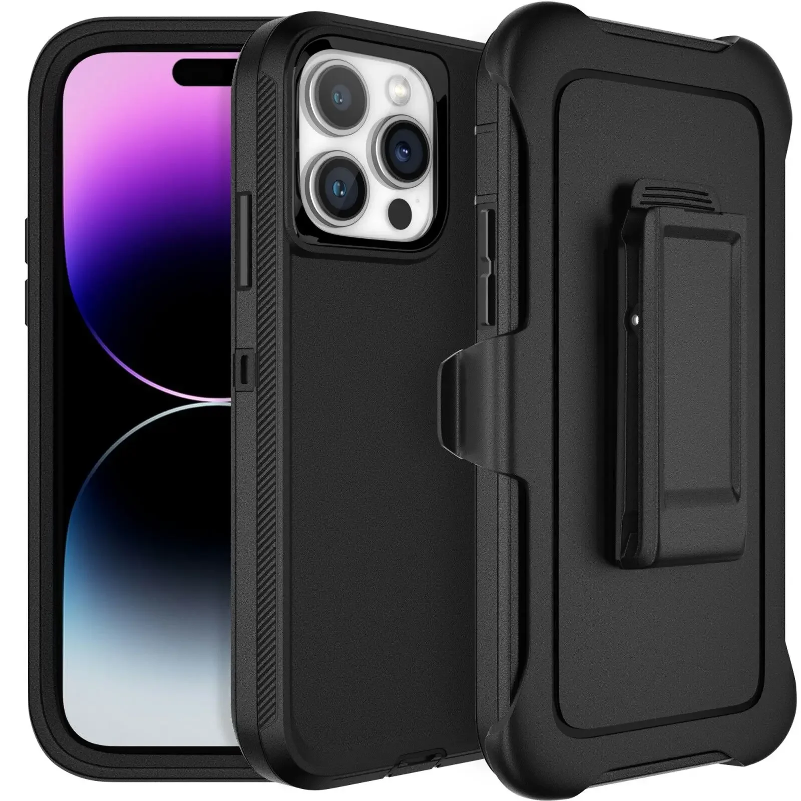 Etui 3 w 1 typu Ott Case Box na iPhone 17 16 Pro MAX 14 13 12 11 15 XSMAX XR X XS SE 6 7 8 Plus, wytrzymałe etui pancerne z klipsem do paska