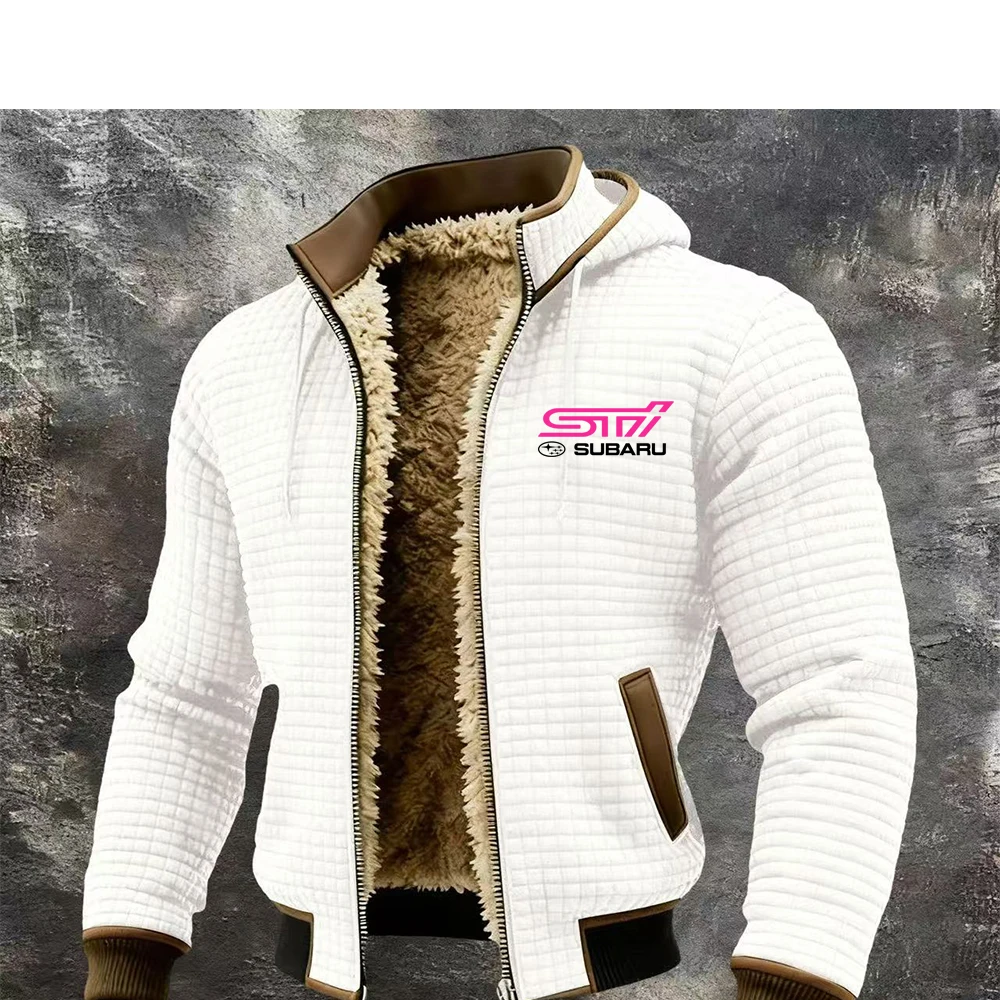 SUBARU Racing European and American New Autumn and Winter Thick Velvet Hoodie Jacket Shows Body, Cross border Grid Hoodie for Me