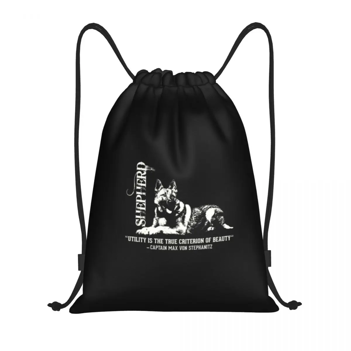 

German Shepherd Utility Drawstring Backpack Women Men Gym Sport Sackpack Portable Cute Puppy Dog Shopping Bag Sack