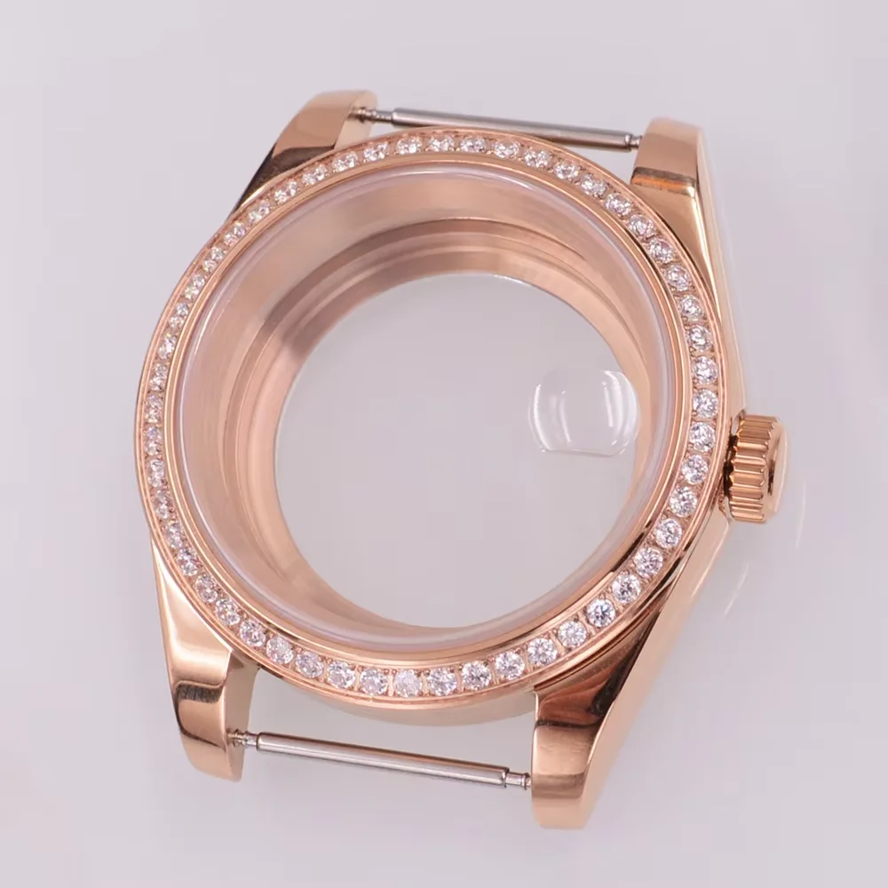 36mm/40mm Rose Gold Watch Case Sapphire Glass Fit NH34 NH35 NH36 PT5000 ETA2824 ST2130 Movement