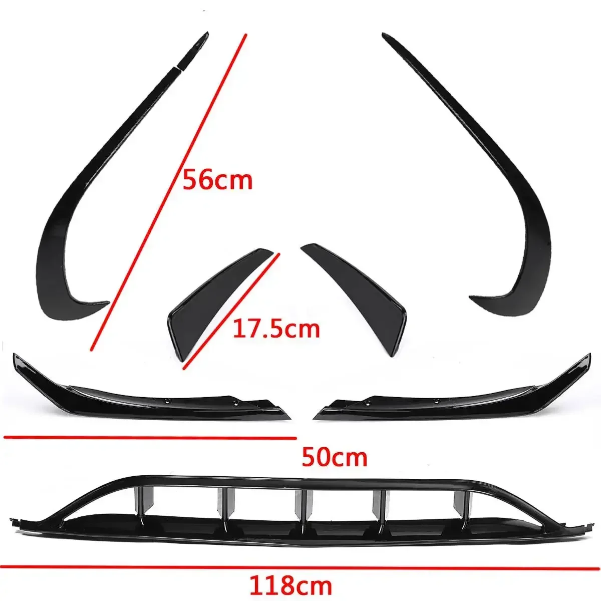 Parachoques delantero de coche estilo AMG W176, alerón lateral, Canards para Mercedes Benz Clase A W176 AMG A45 2016-2018, Kit de carrocería