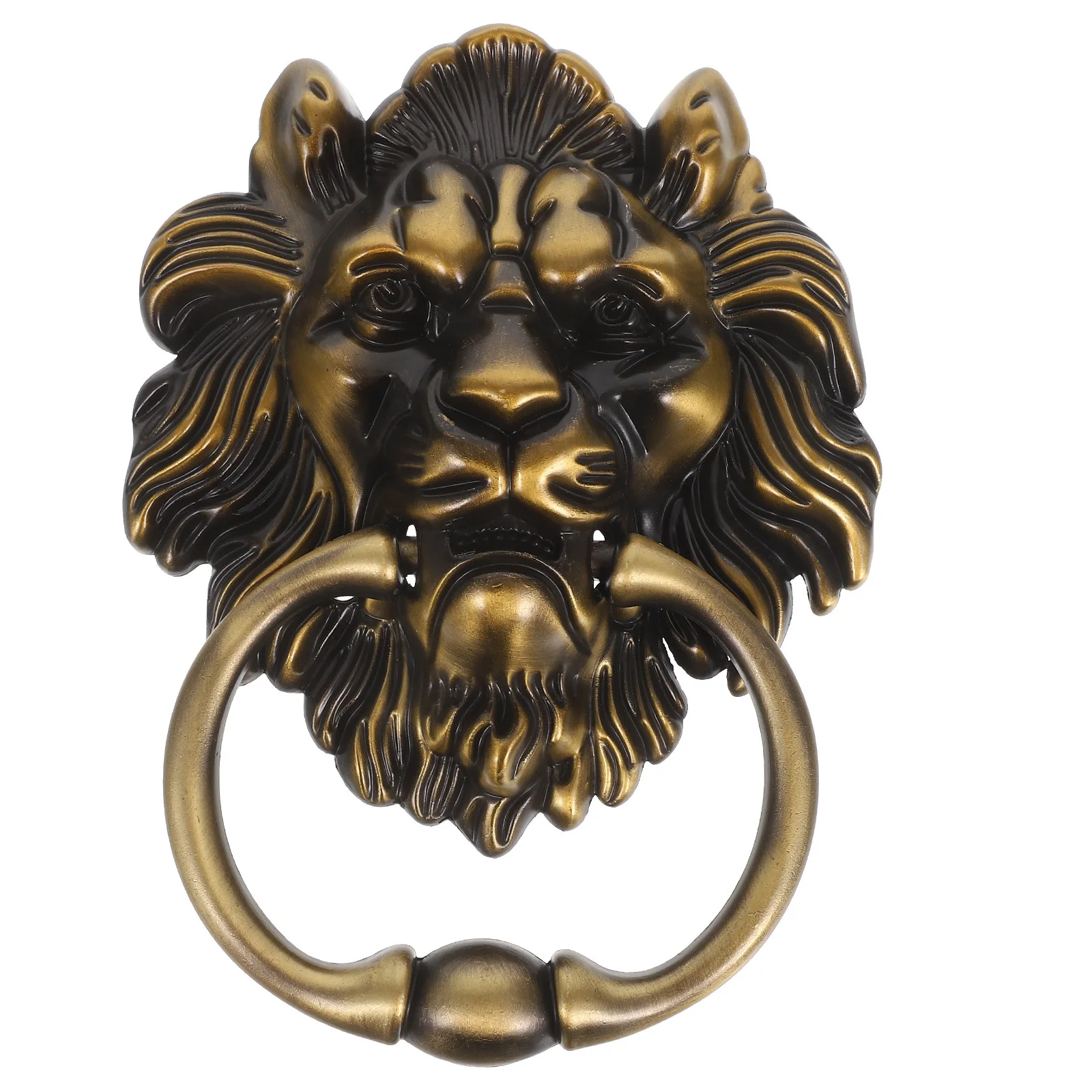 مقبض سحب الباب برأس الأسد، مطرقة الباب الأمامي شديدة التحمل من سبائك الزنك الفضية لأثاث البوابات الخارجية للمزرعة #4