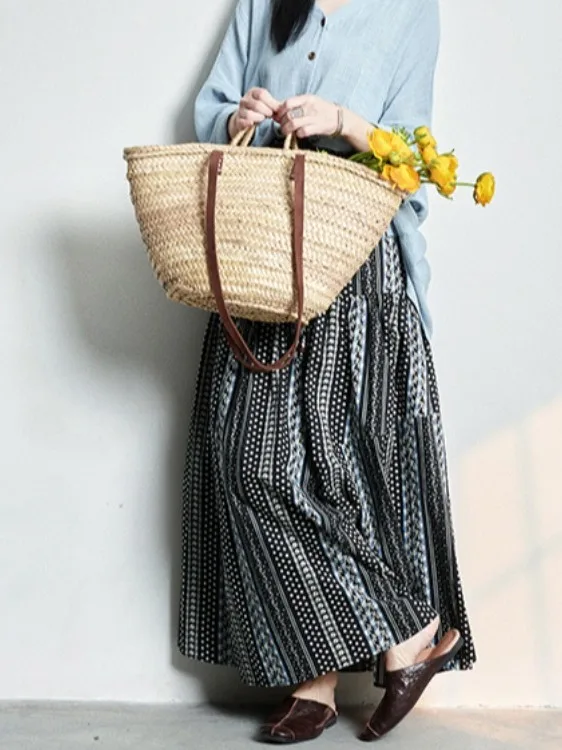 Lockerer bla bedruckter, schlankmachender F-Länge-Rock, A-Linie, hoch taillierter Midirock, altersregende, faionable Sommer-Neuankömmling