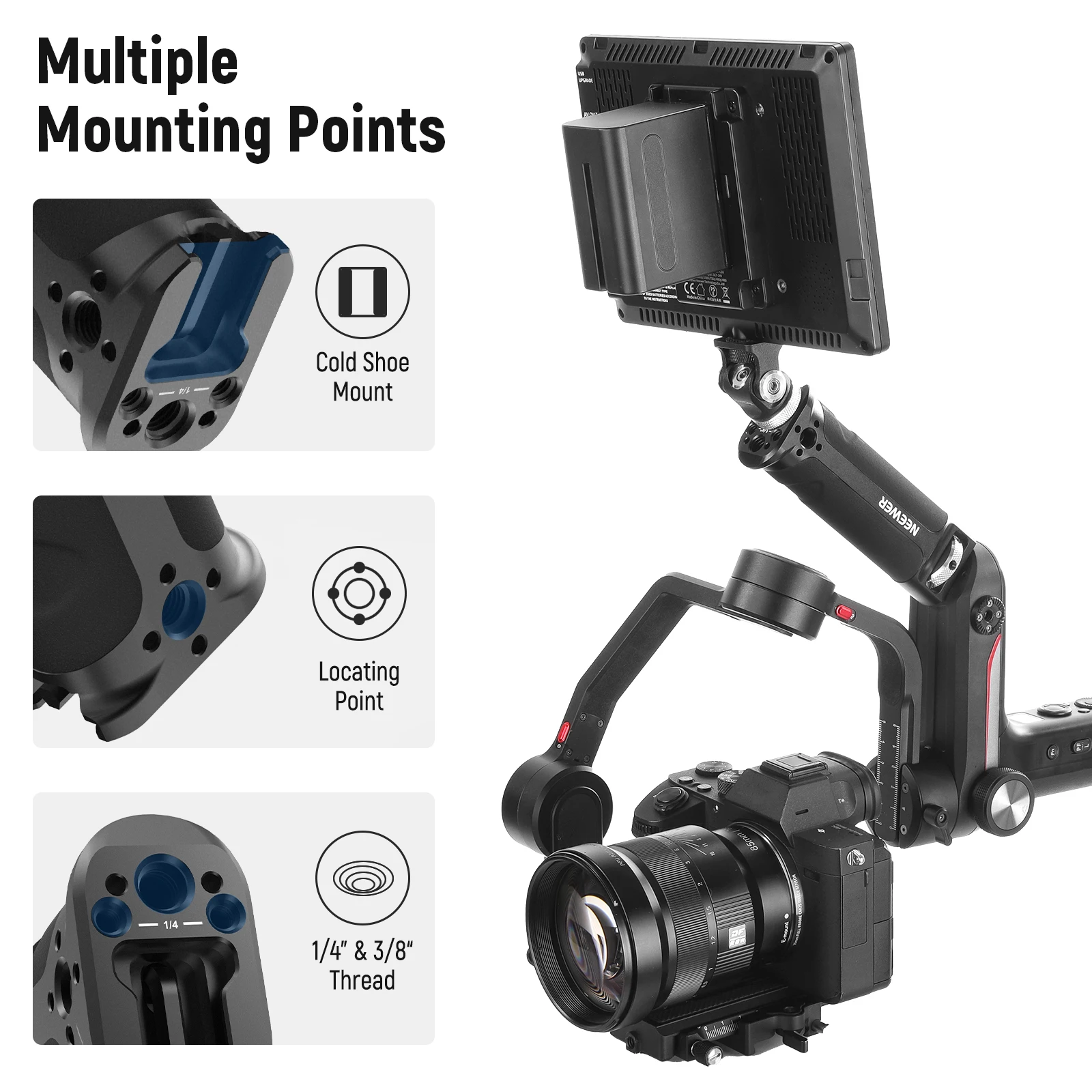 NEEWER Sling Handle Grip for WEEBILL-S Handgrip with Cold Shoe and 1/4 Thread Compatible with ZHIYUN WEEBILL-S Gimbal Stabilizer