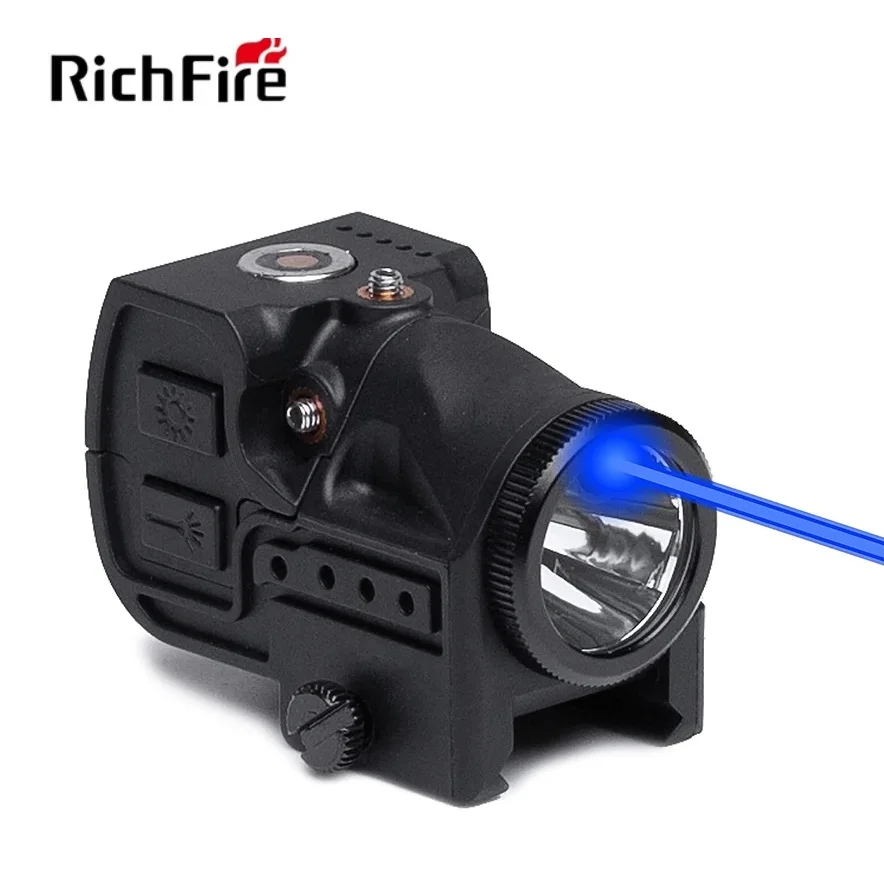 Richfire Laser and LED Combo Weapon Light 400 Lumens Red/Green/Blue Magnetic Rechargeable Tactical Flashlight for 20mm Rail