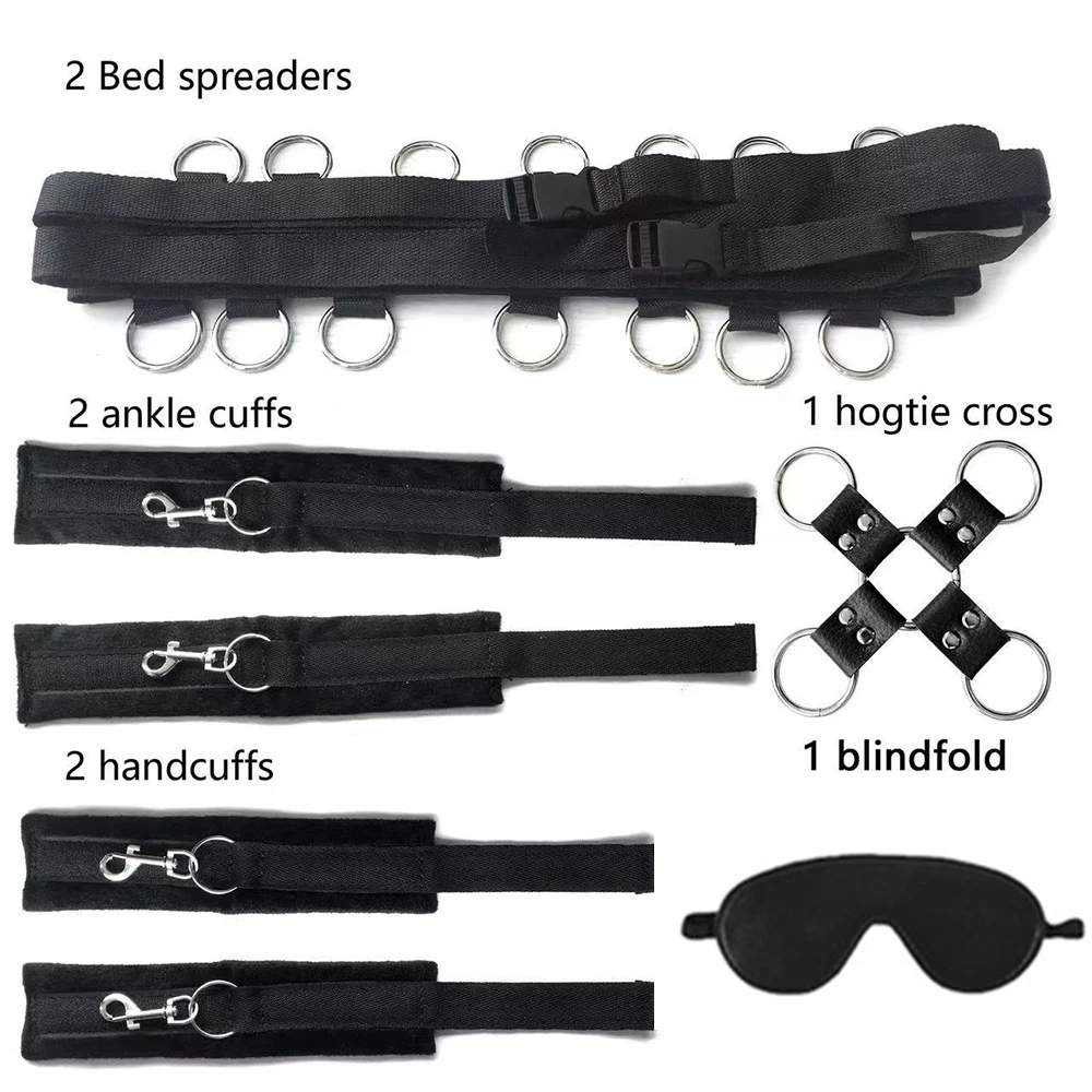 Bdsm Set giocattolo manette del sesso per coppia Kit per adulti Bdsm manette sessuali benda Strapon letto Bondage Erotics schiavo sadomasochismo