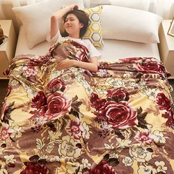Elegant Flower Flannel Blanket Botanical Floral Printed Bed Blankets Super Soft Plush Throw Blanket for Home Sofa Couch Travel
