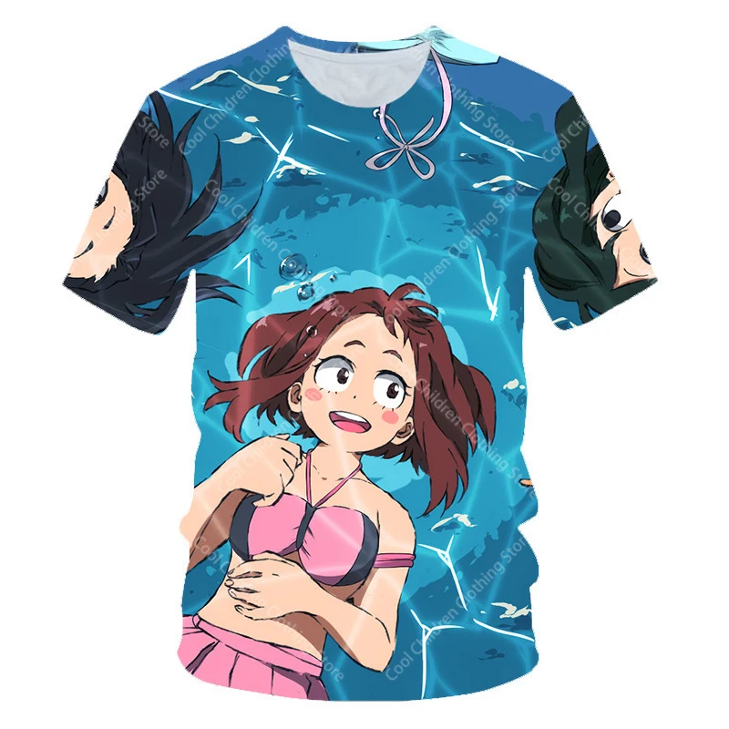 My Hero Academia Summer Boys Girls  Short Sleeve Clothing for Tee Cute casual fashion Parent Child Clothing Short Sleeve T-shirt