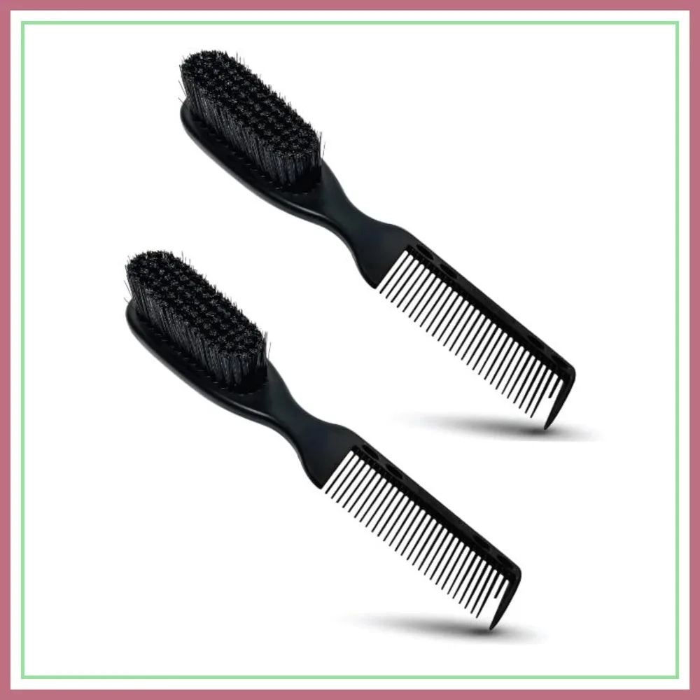 

2-Pack Barber Fade Brush for Clippers, Cleaning & Beard Brush, Hair Styling Tool for Pros
