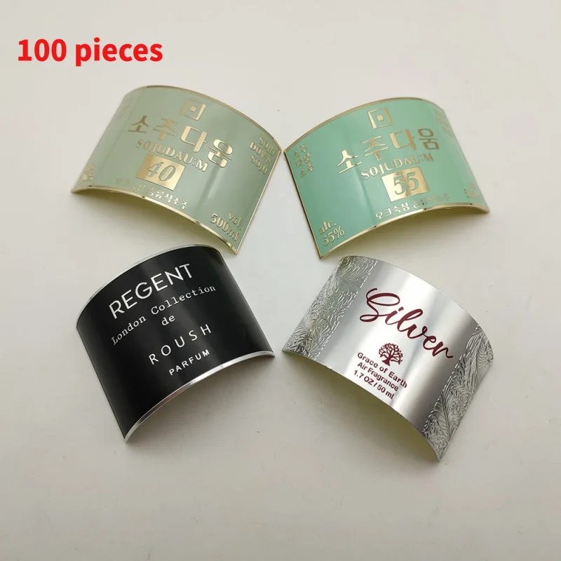 

10 0.Zhang.Custom.Factory Custom Perfume Labels Glass Bottle 3D Logo Transfer Metal Stickers In Aluminum Material F