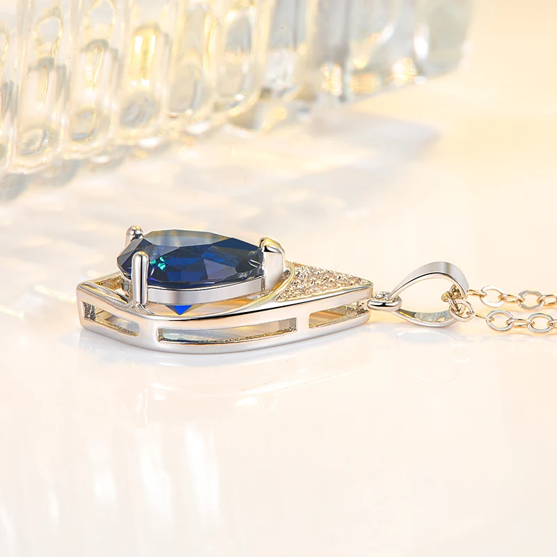 HuiSept Necklace 925 Silver Jewelry Water Drop Shape Zircon Gemstone Pendant for Women Wedding Party Gift Accessories Wholesale