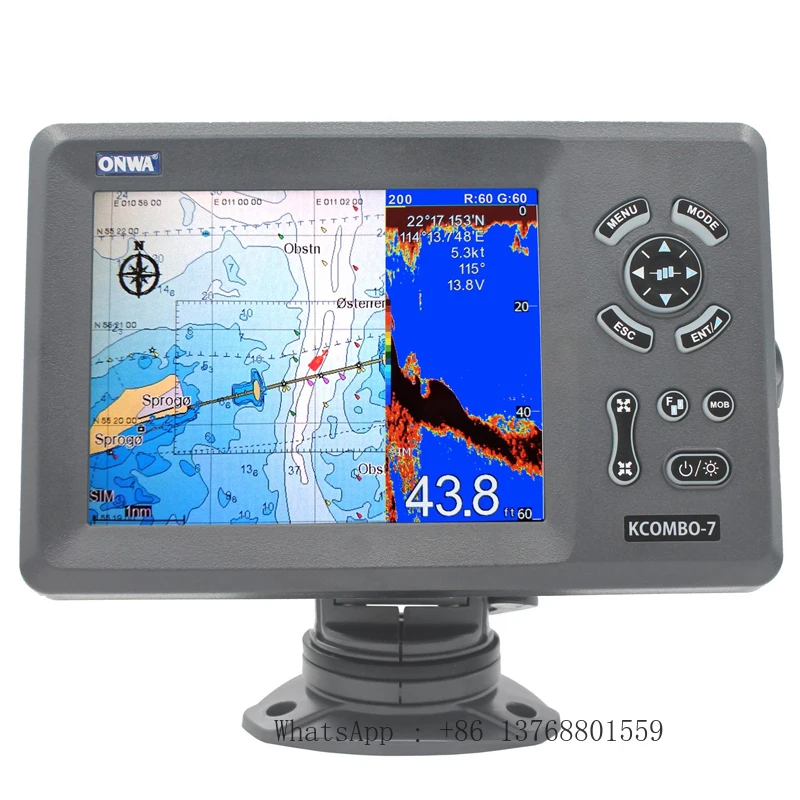 ONWA KCombo-7 7inch Color LCD GPS Chart Plotter Navigator Satellite Combo With Fishfinder For Fishing Echo Sounder