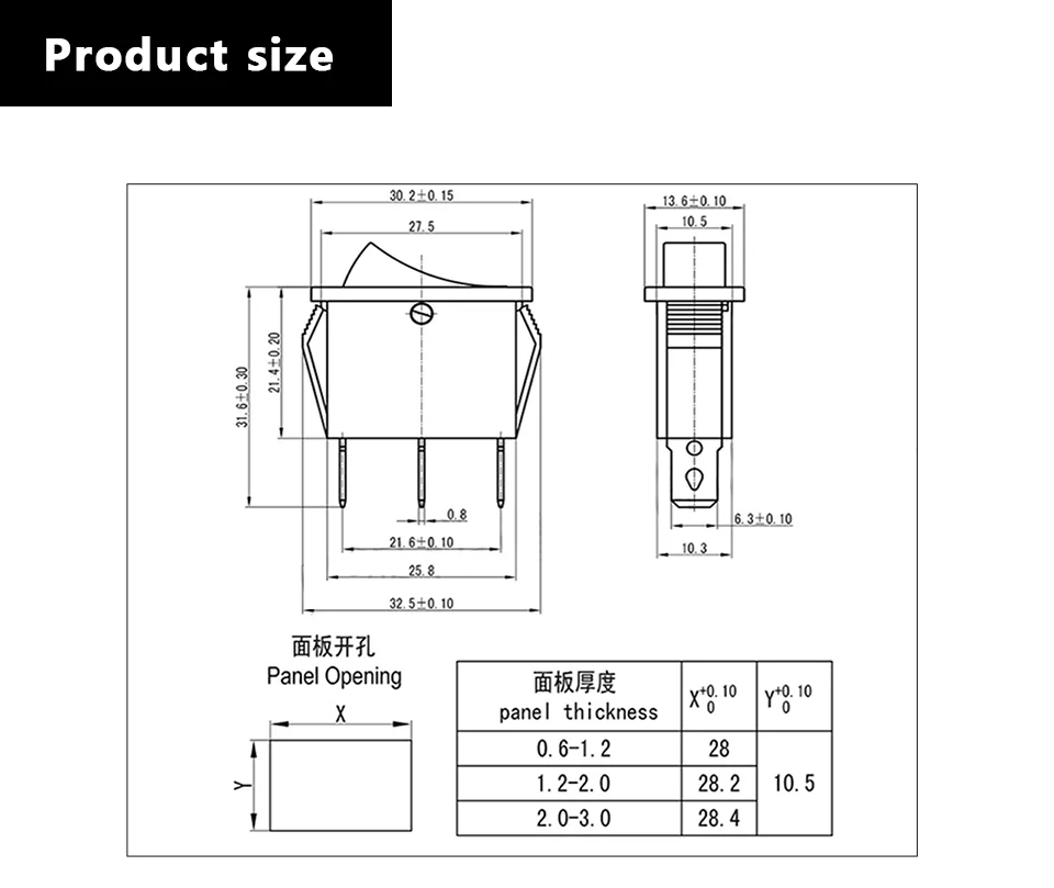 KCD3 Wippschalter mit LED EIN AUS 16A 250V 220V 3 Pin 20A Kleine Lichtabdeckkappe für elektrische 2-Positionen-Rakete 220 elektronisch – Detail 3