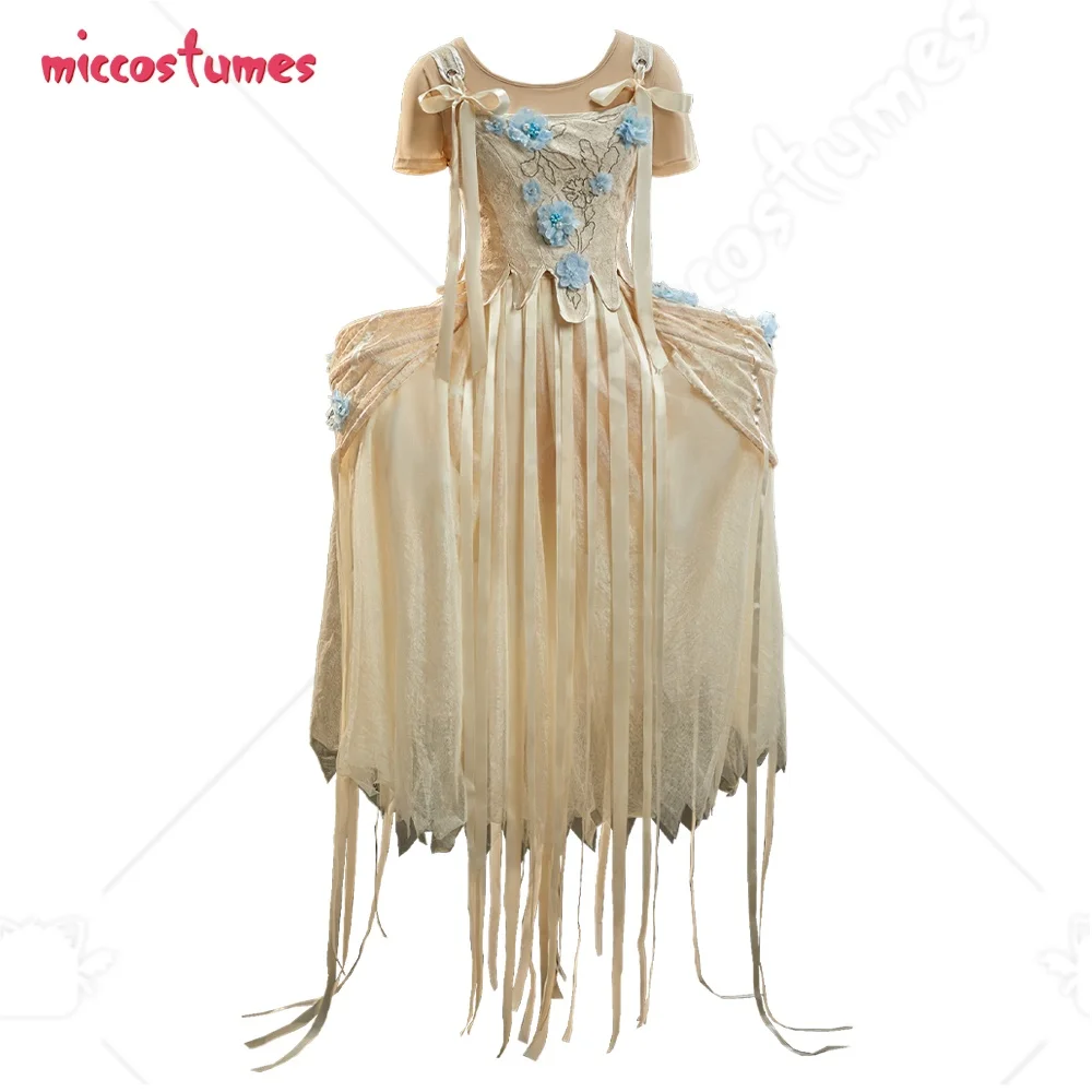Miccostumes - Disfraz de princesa color crema para mujer, disfraz de Lolita, vestido de gala con forro y pantalones