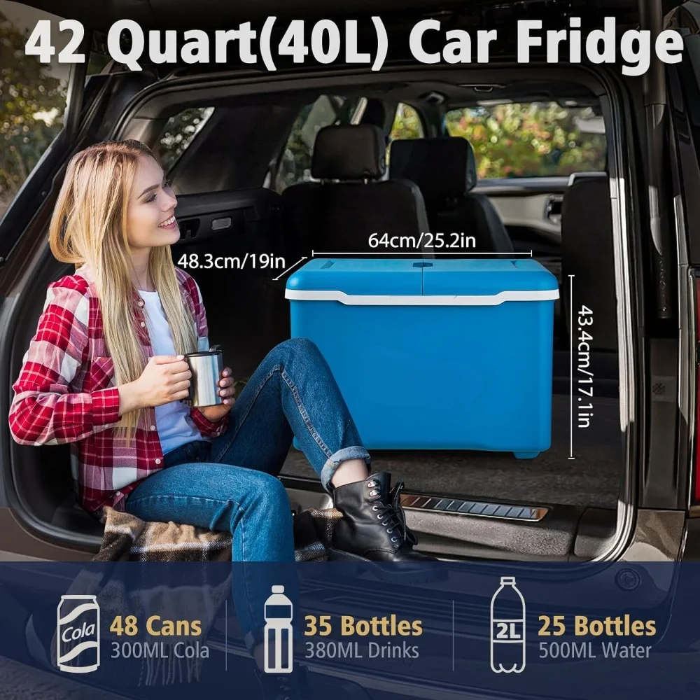 Refrigerator with Stretchable Handles and Wheels, Dual Zone Car Cooler WIFI APP Control, Energy Saving, Portable Refrigerator