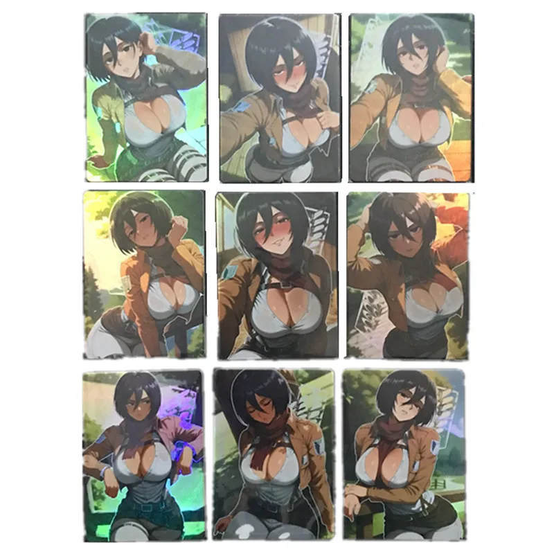 

9 шт./компл., классический аниме-персонаж «Атака Титанов», Мина Каролина для взрослых 18+, сексуальная телесная фотография, боевые игры, игрушки, подарочная коллекционная карта