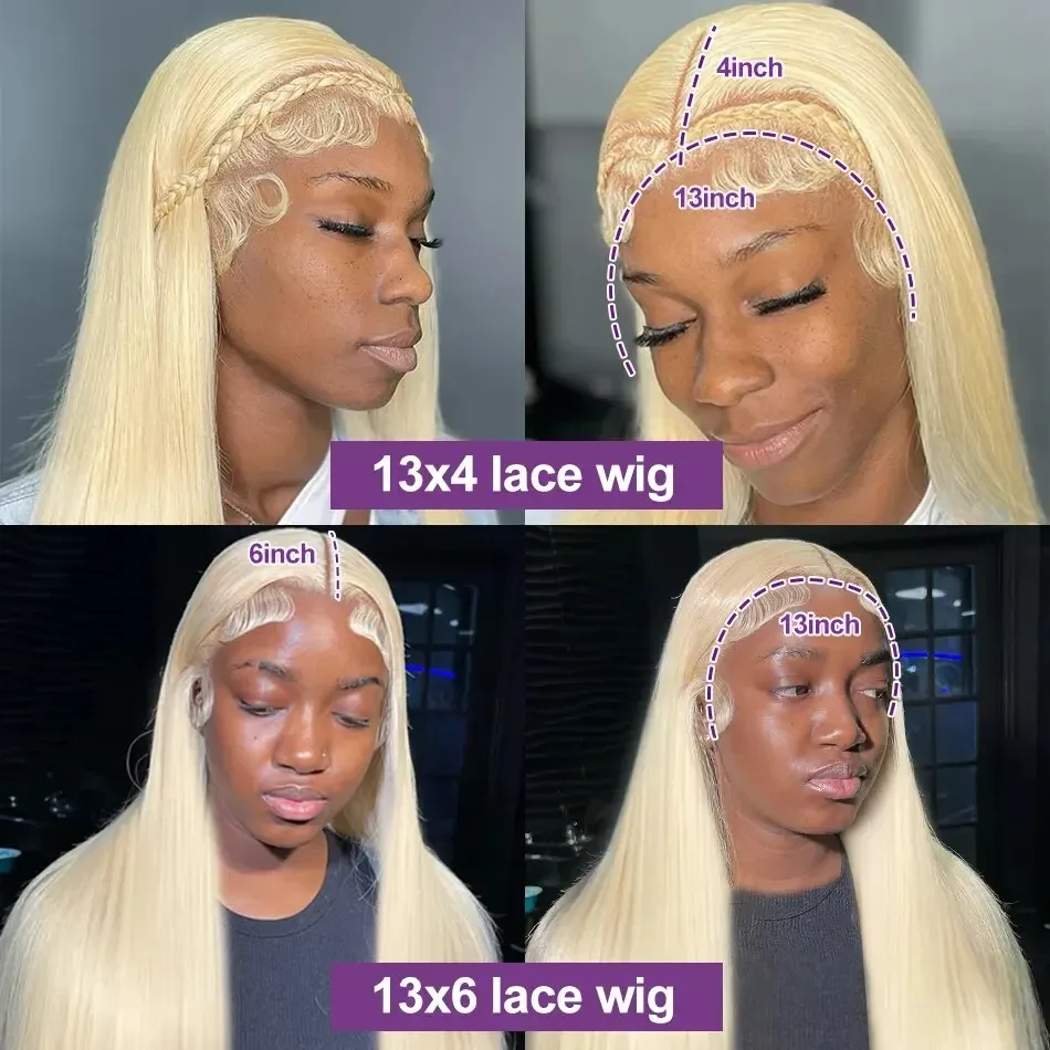 Blonde 613 Lace Frontal Wigs 4x4 Glosure Bone Straight 13X4 Lace Front Wigs 13X6 Human Hair Closure Wigs For Women 200 Density image 3