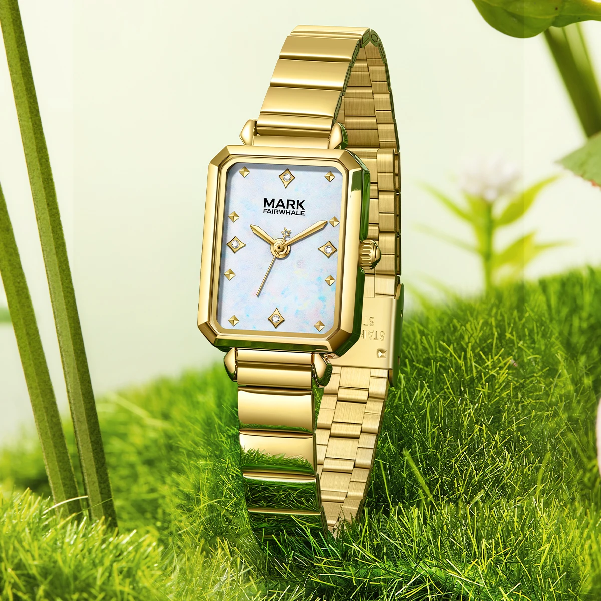 Mark Fairwhale Luxury Square Gold Stainless Steel Quartz Waterproof Women's Watch reloj mujer