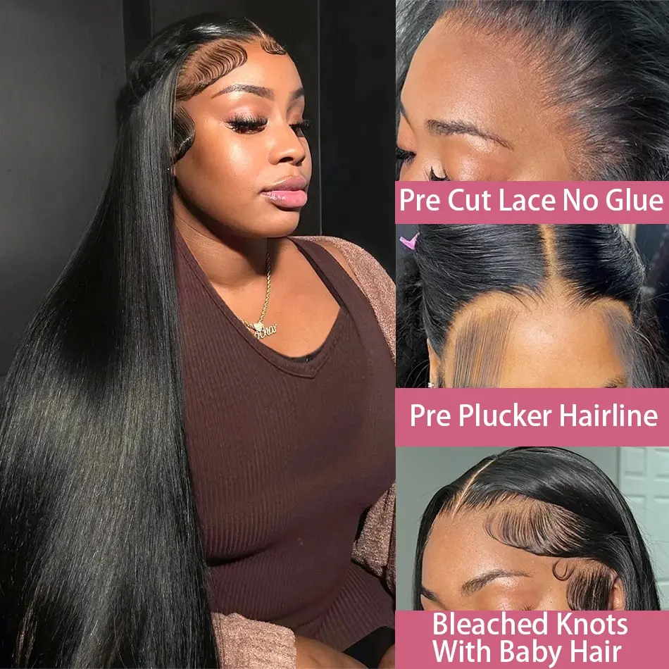 Straight Lace Frontal Glueless Wig para mulheres, 100% perucas de cabelo humano, transparente, pronto para usar, brasileiro, escolha, 30 Polegada, 5x5, à venda