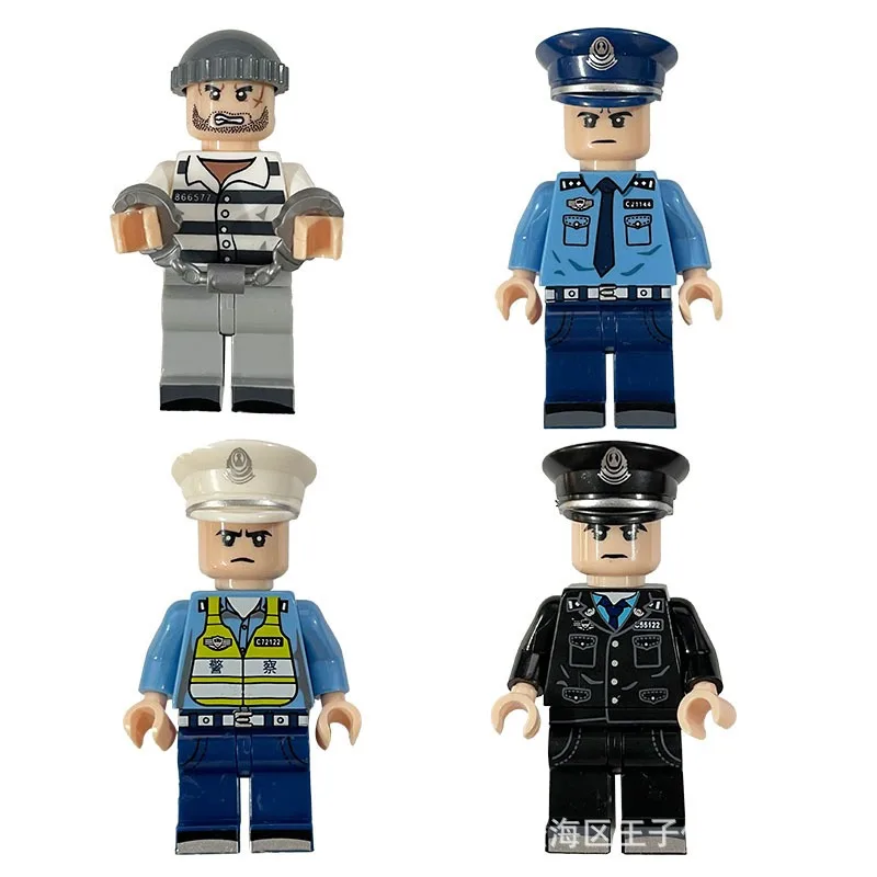Police Prisoner Thief Building Block Doll Puzzle Children Assemble Small Particles Building Block Toy