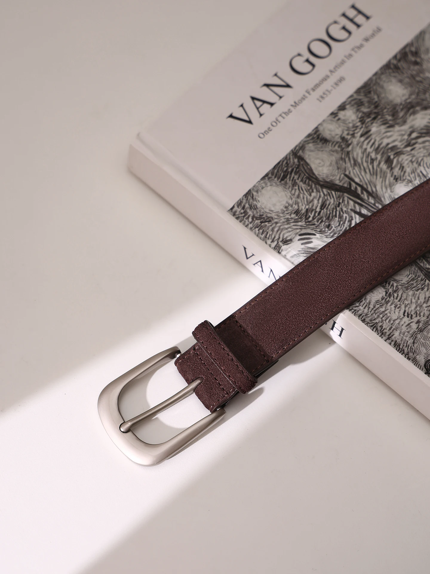 

Coffee Suede Belt for Women High Quality Versatile Design Silver Pin Buckle Suede Leather Belt Women's Winter Style