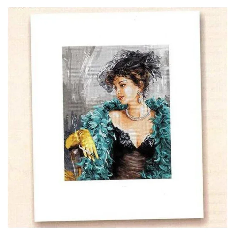 Amishop Top Quality Beautiful Nostalgic Counted Cross Stitch Kit Elegant Fashion Lady Woman