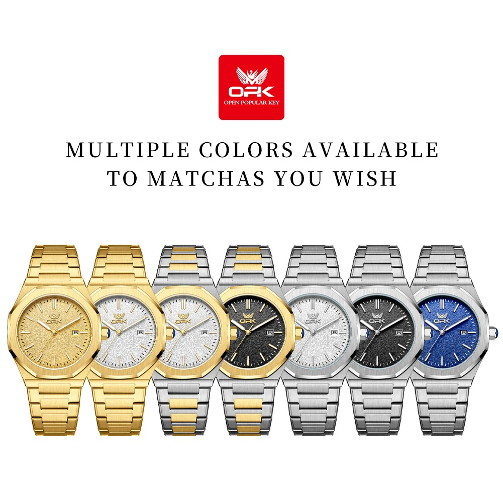 OPK 6046 Mens Watch Quartz Watch Waterproof Luminous Stainless Steel Automatic Date Watch For Man With Box Gifts Original