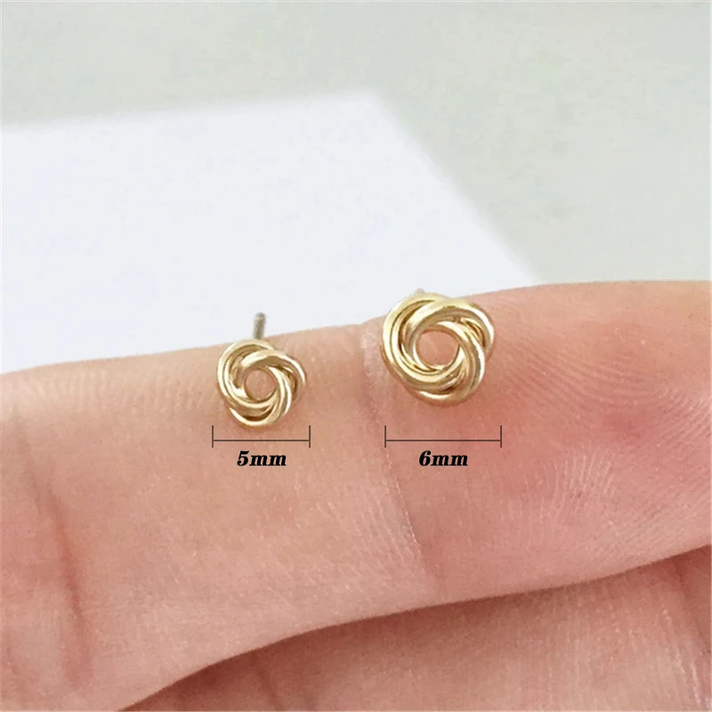 Love Knot Post Earring 14K Gold Filled 5mm/6mm Stud Earrings Minimalism Jewelry Gold Filled Earrings Brincos Pendientes Earrings