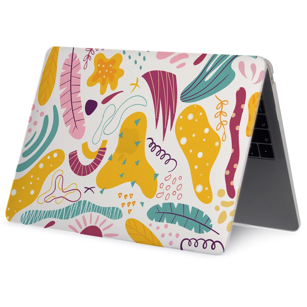 カラフルな抽象的な葉柄プリントのノートパソコンケース、MacBook Air 13用、MacBook Pro M1 M2 M3 M4 16 14 13 Air 13.6 15 2025 Funda対応