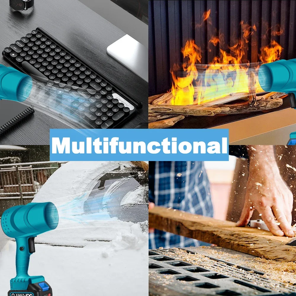 High Powerful Wireless Blower Violent Fan High Stepless Speed Duct Fan Handheld Mini Turbo Jet Fan for Makita 18V (No Battery)