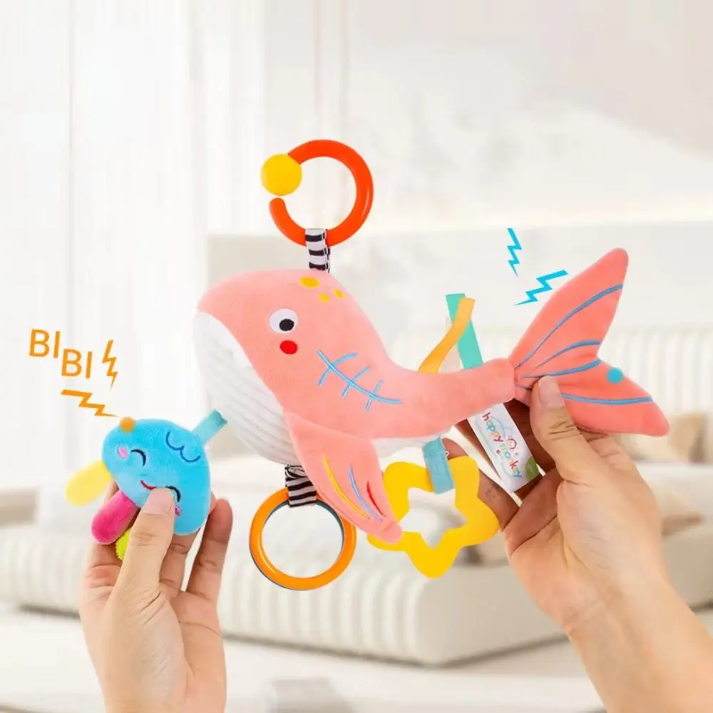 Plush Baby Crib Bell Toys Removable Cartoon Infant Soft Plush Toy Hanging Early Education Kids Sensory Placation Toys Baby Crib