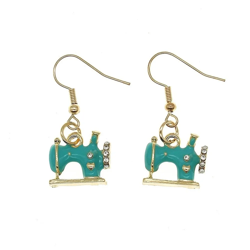 Fashion Vintage Sewing Machine Earrings Multi-color Exquisite Drip Oil Earrings Enamel Creative Alloy Earrings Daily