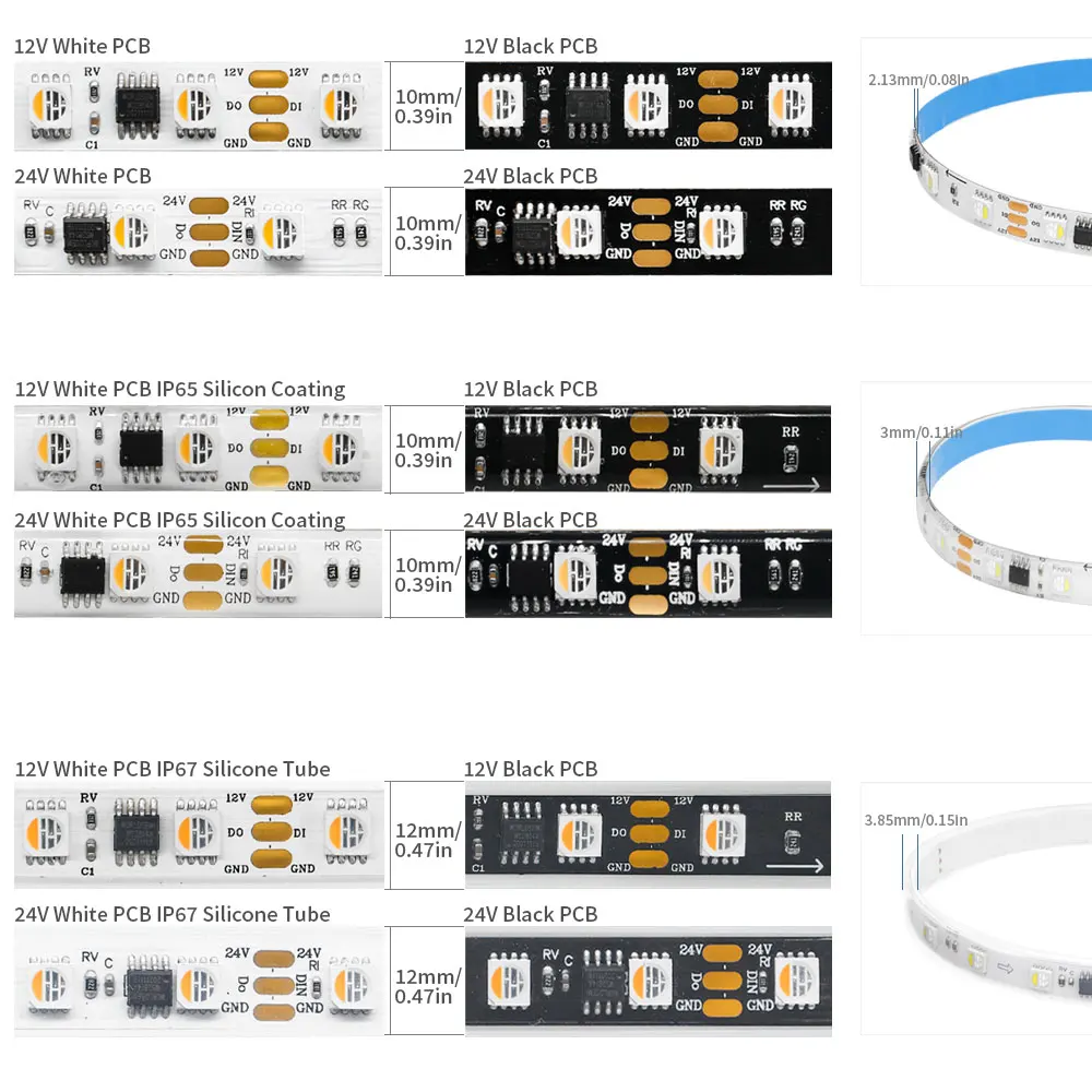 Imagem -03 - Endereçável Led Strip Lights em Ws2814 Rgbw Rgbnw Rgbww Semelhante Sk6812 Ws2811 60pixels Leds m 5050 Ip30 65 67 dc 12v 24v