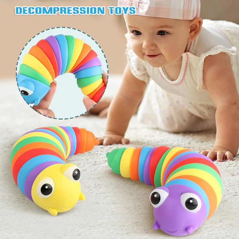 Jouet Fidget limace articulée, jouet Flexible, anti-Stress, jouets sensoriels pour enfants