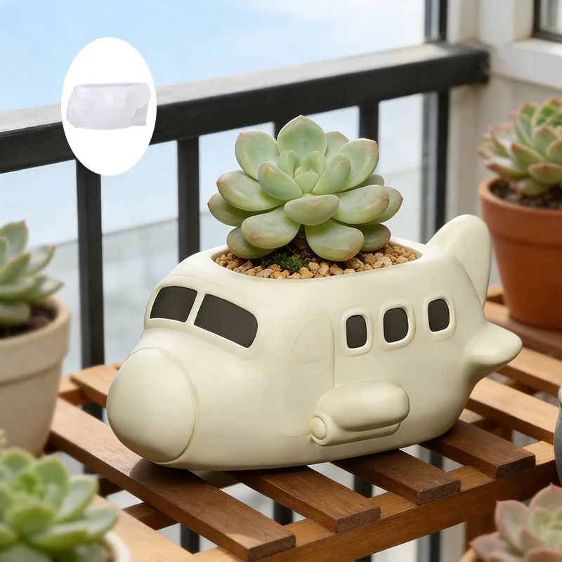 

Vase Pot Silicone Molds DIY Travel Airplane Decorative Flowerpot Candle Cup Plaster Cement Resin Mold Desktop Storage Box Mould