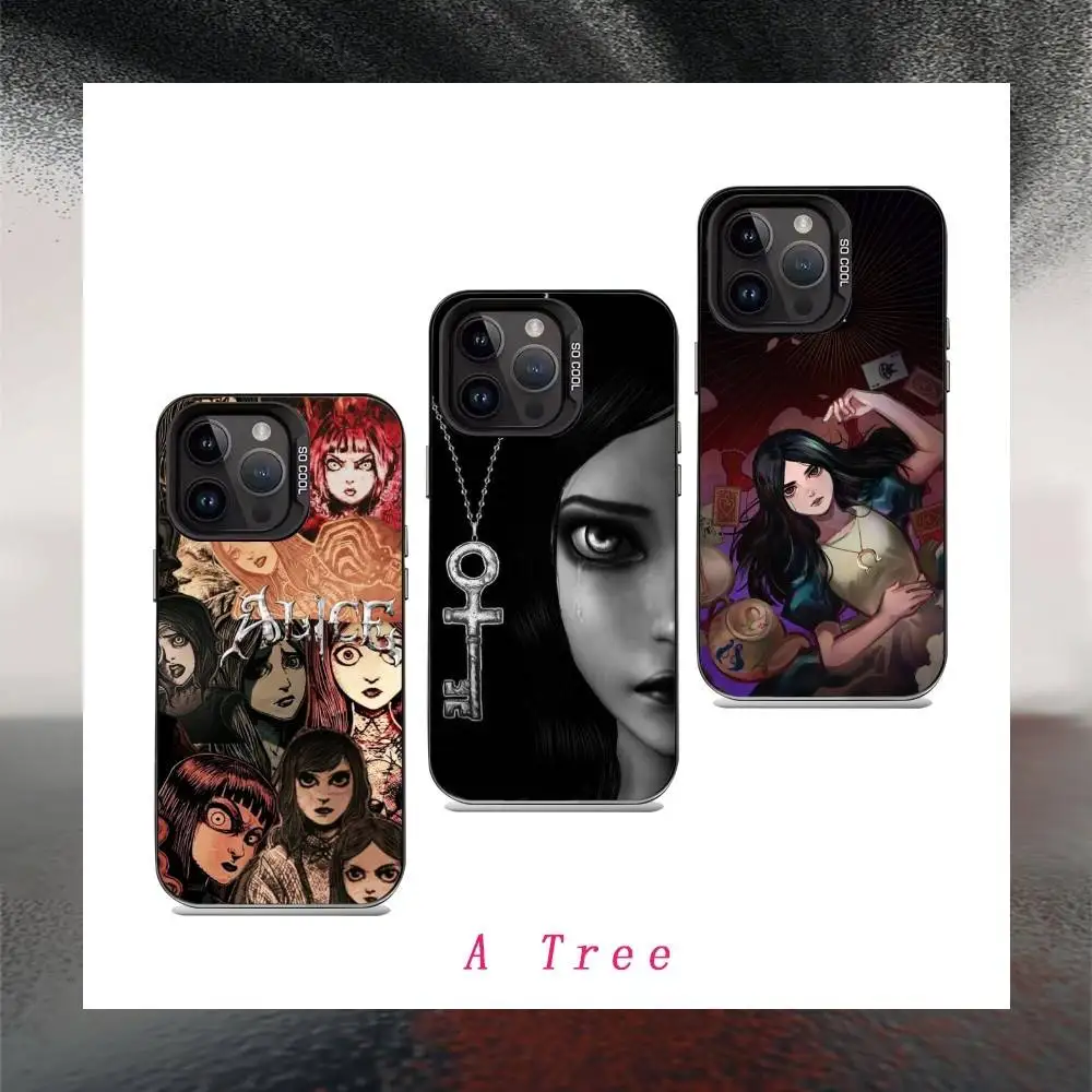 

A-Alice M-Madness R-Returns Phone Case For iPhone17, 16,15,14,13,12 Pro Max Black Candy Matte Shockproof Cover