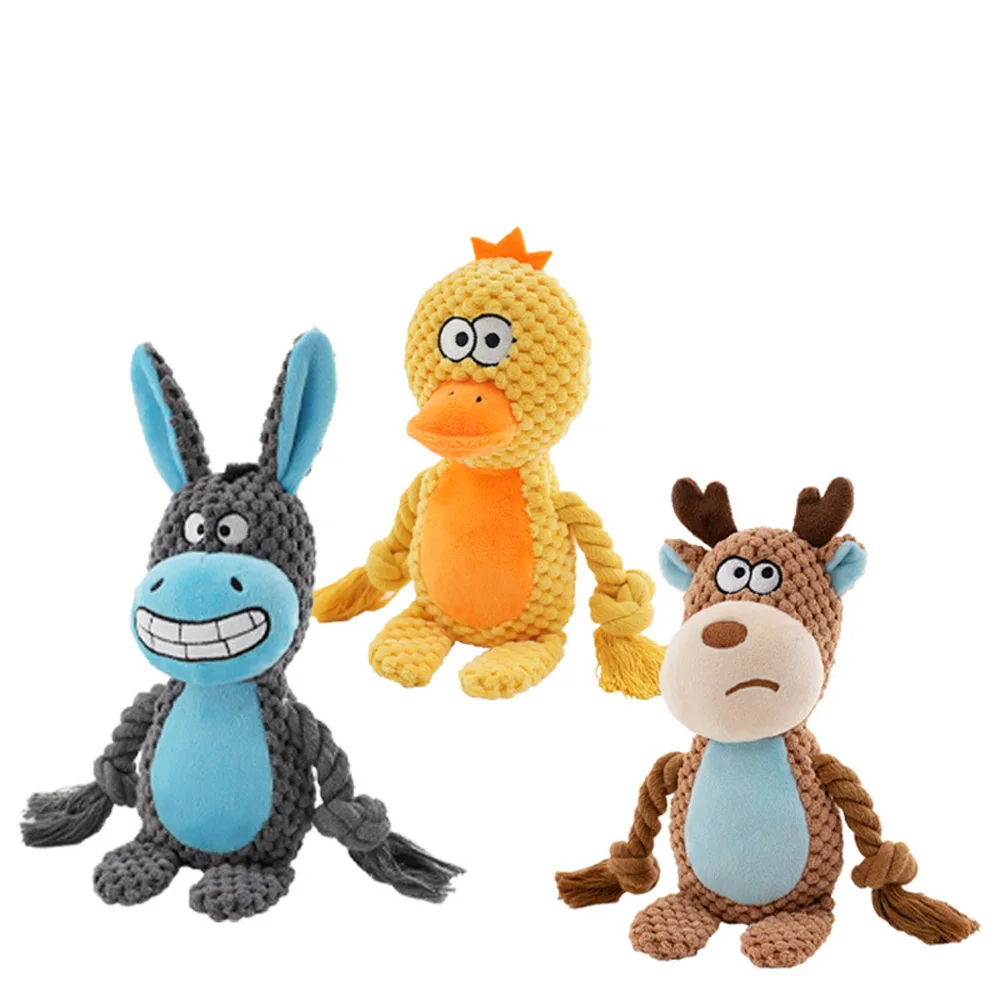 Dog Toys, Dog Squeaker Toys with Crinkle Paper, Stuffed Animal Dog Plush Chewing Toy, Cotton Rope Interactive Toys for Puppy