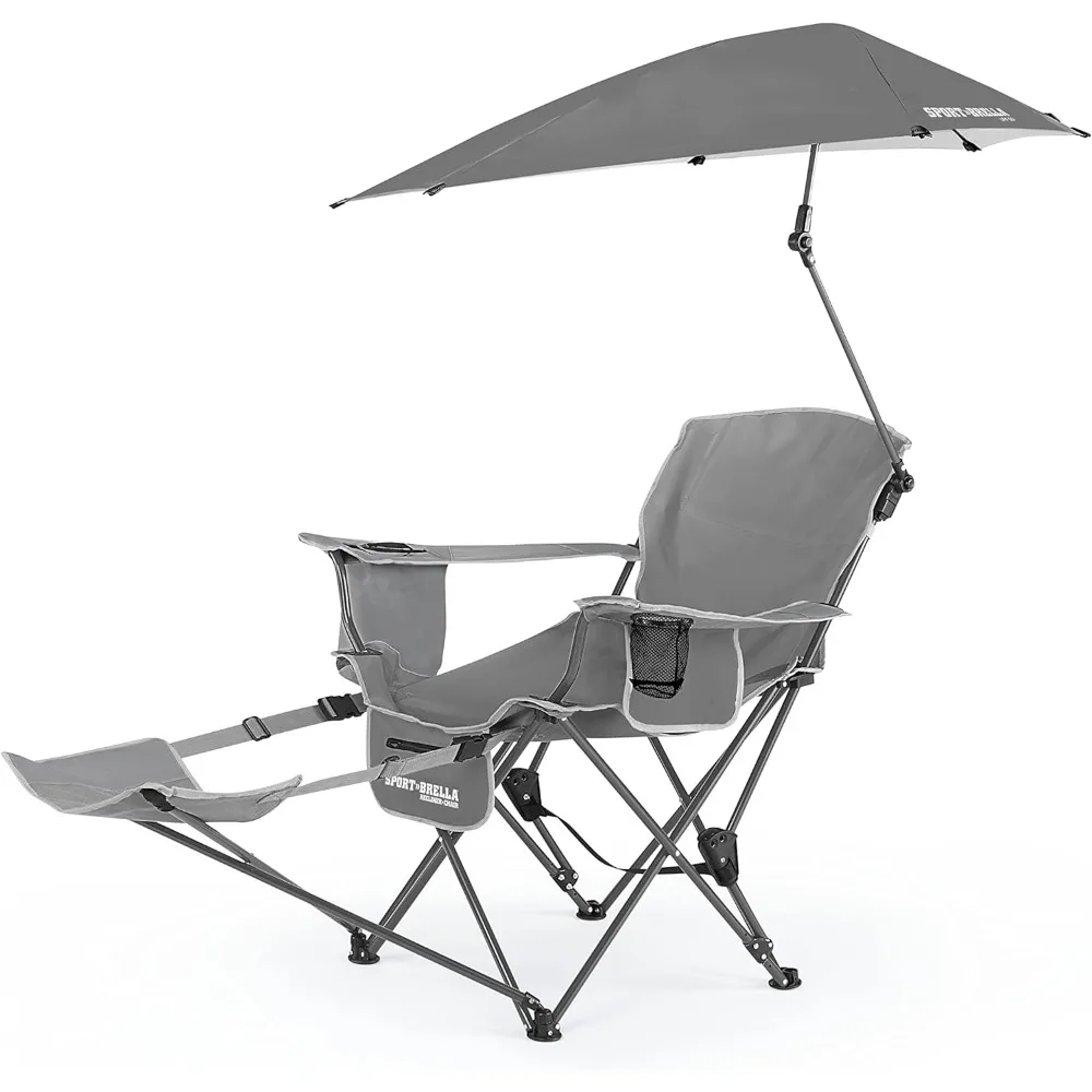 

Sport-Brella Reclining Beach Chair - 3-Position Adjustability, Detachable Footrest - 3-Way Swiveling UPF 50+ Umbrella