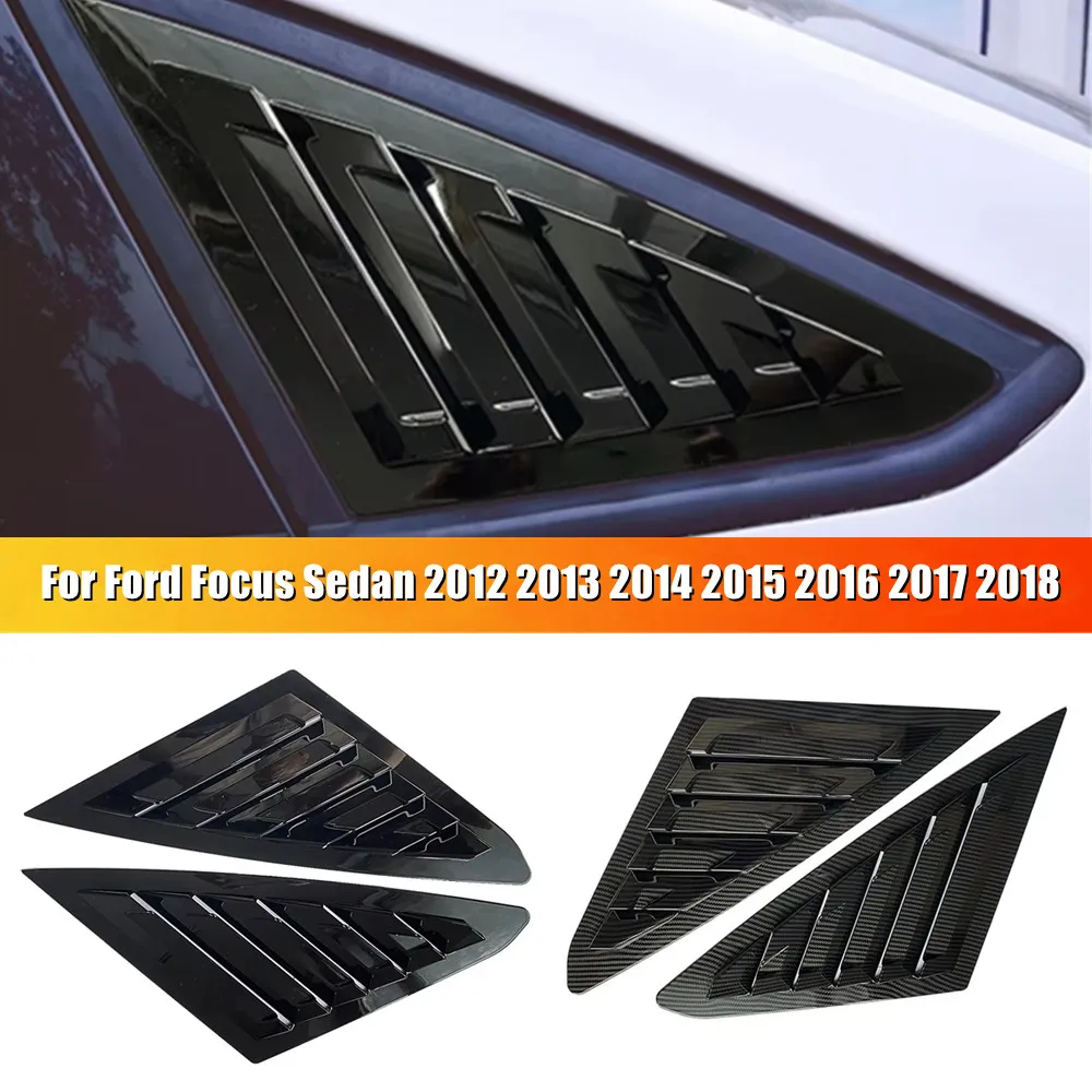 Para Ford Focus Sedan 2012 2013-2018 ABS ventana trasera de plástico cuarto de rejilla cubierta de pala embellecedor de ventilación lateral accesorios adhesivos para coche